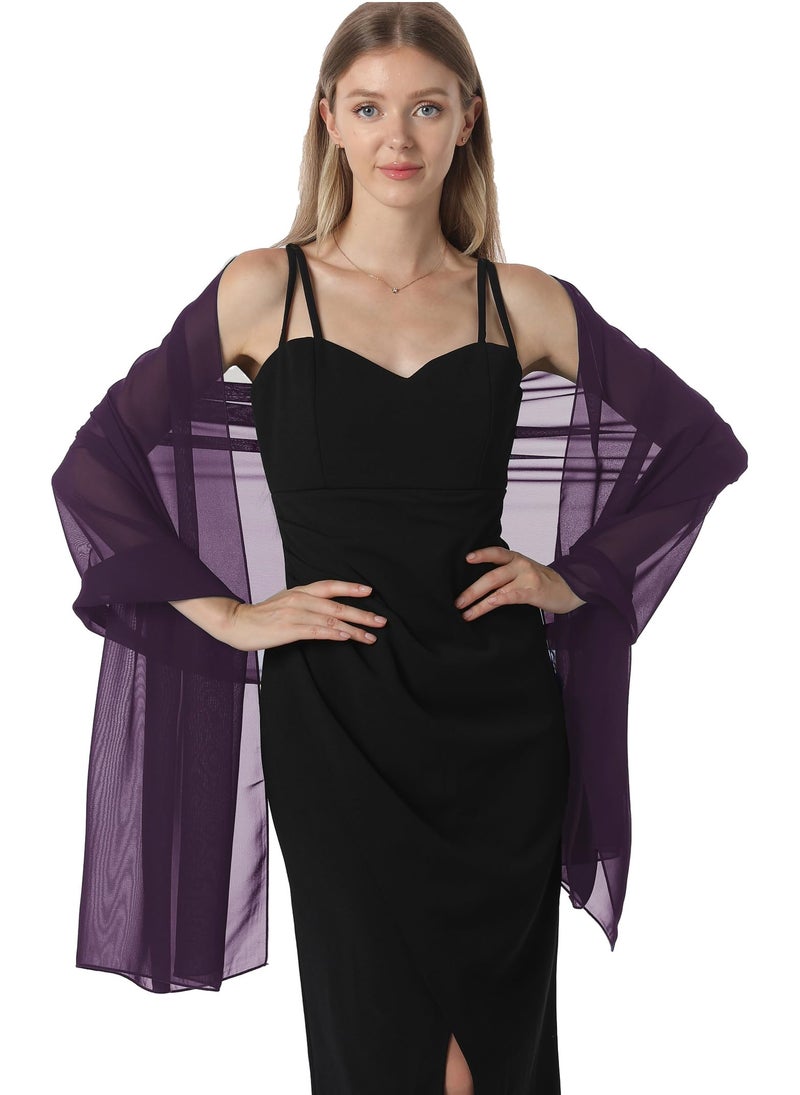 Hotshawl شالات شيفون هوتشوال للفساتين المسائية للنساء، وشاح ناعم أنيق، وشاح زفاف، شال زفاف (برقوق، مقاس واحد) - Image 3